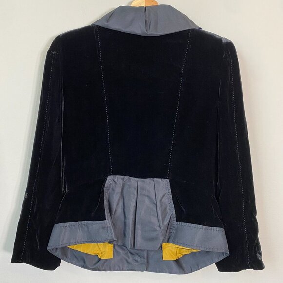 Vintage Magaschoni Women's Size 6 Velvet Silk Puff Collar Blazer Jacket Black - Picture 11 of 14